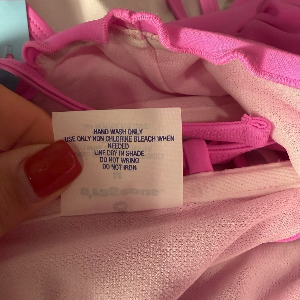 Juniors O'rageous Fuchsia Adjustable High Neck Tank Top Bikini Size Medium NWT - Picture 6 of 6